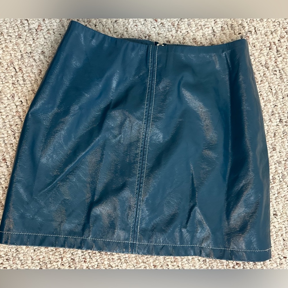 Urban Outfitters Faux Leather Blue Mini‎ Skirt Size Small